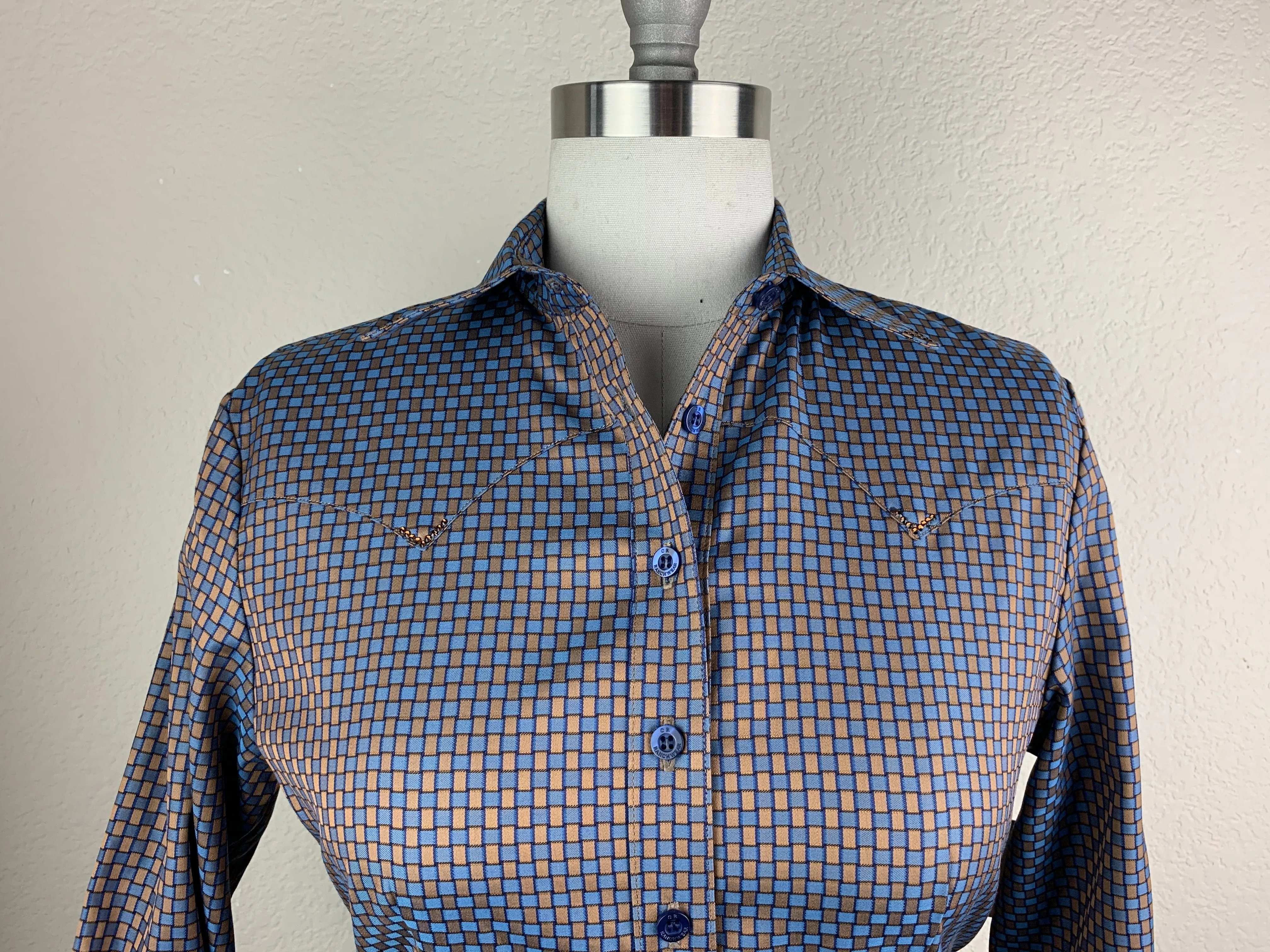 CR Western Pro Blue and Bronze Custom Weave Italian Cotton