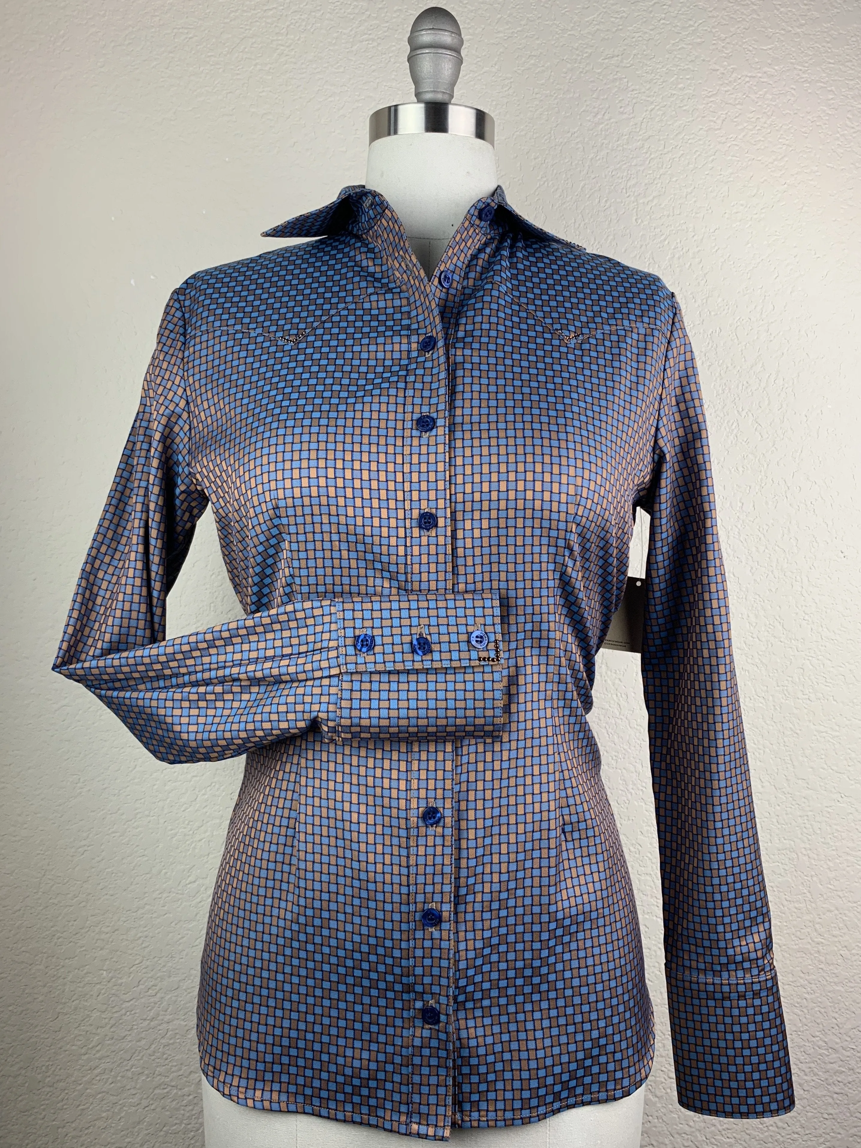 CR Western Pro Blue and Bronze Custom Weave Italian Cotton