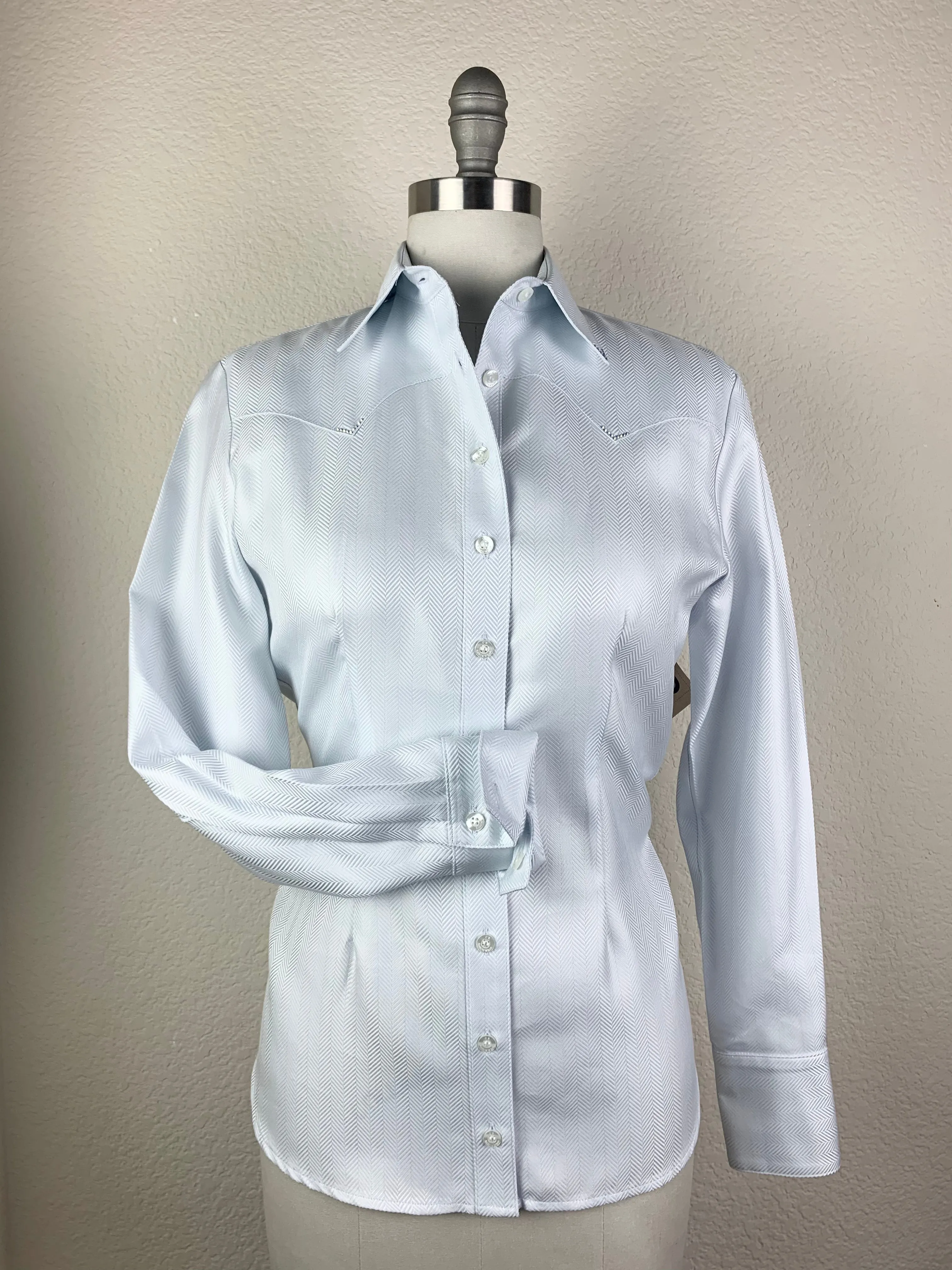 CR Western Pro Light Silver Herringbone Italian Cotton - FINAL SALE