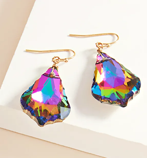 Crystal Teardrop Stone Dangle Earrings