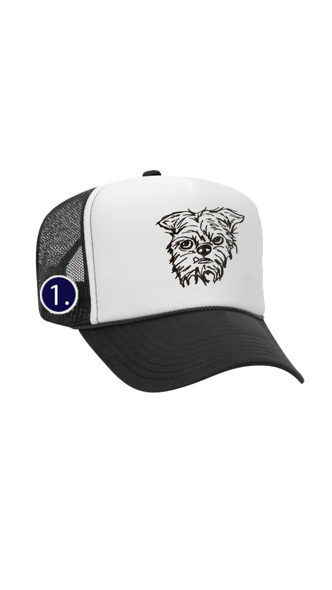 Custom Pet Portrait Trucker Hat with Mini Embroidery