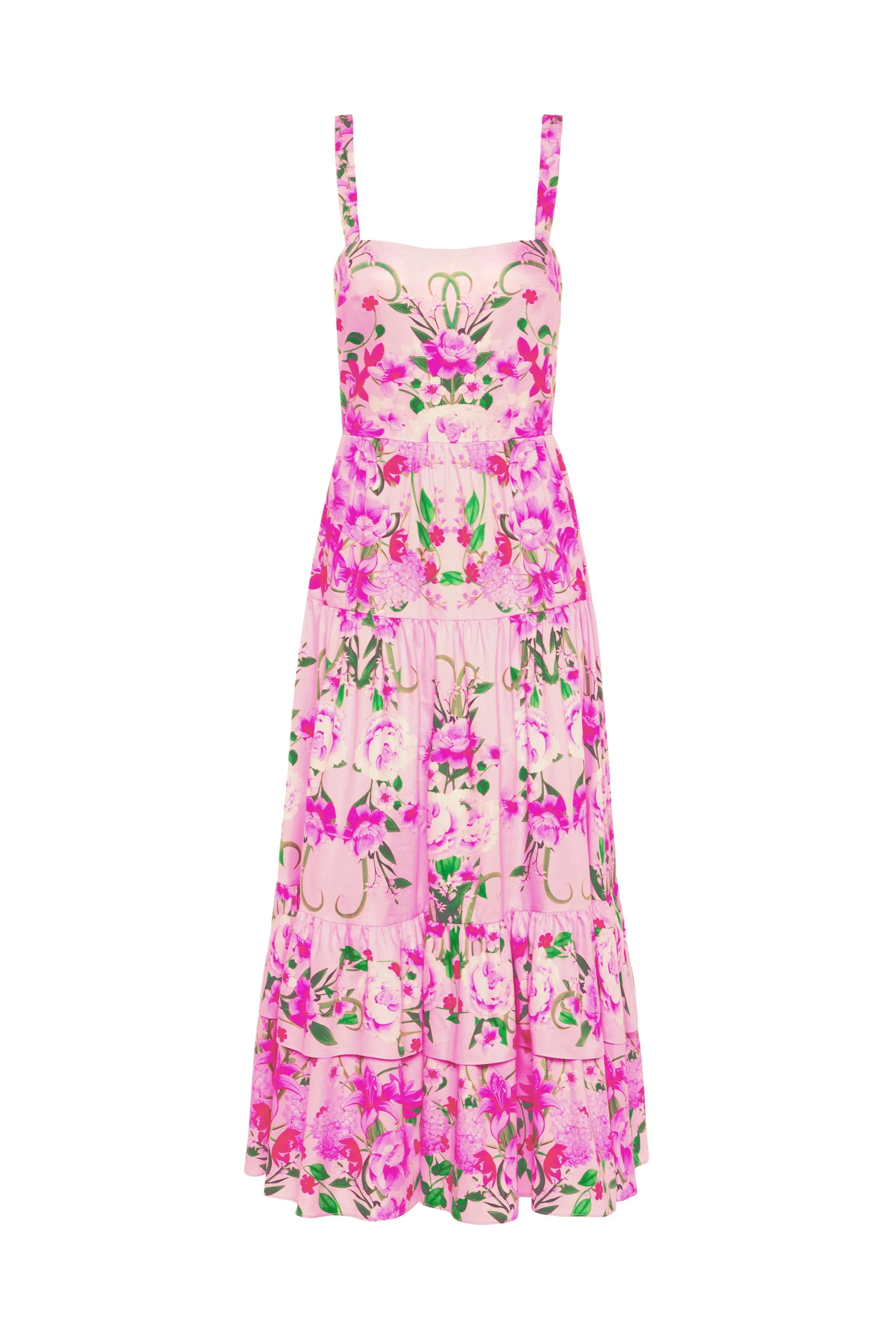 Daniela Cotton Midi Dress - Antheia Pink Placement