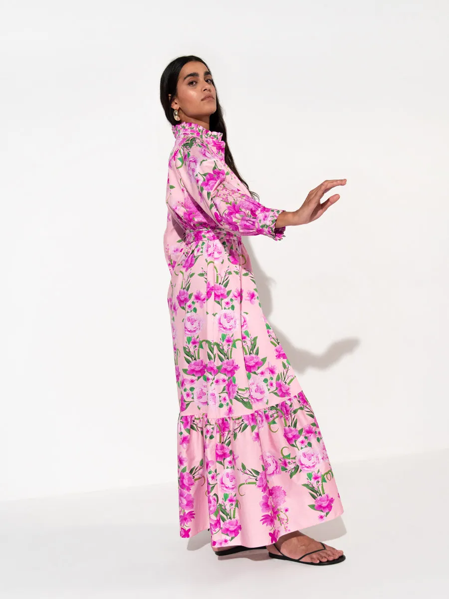 Demi Cotton Maxi Dress - Antheia Pink Placement