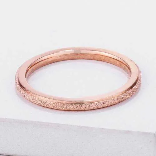 Diamond Cut Rose Goldtone Stainless Steel Stackable Ring