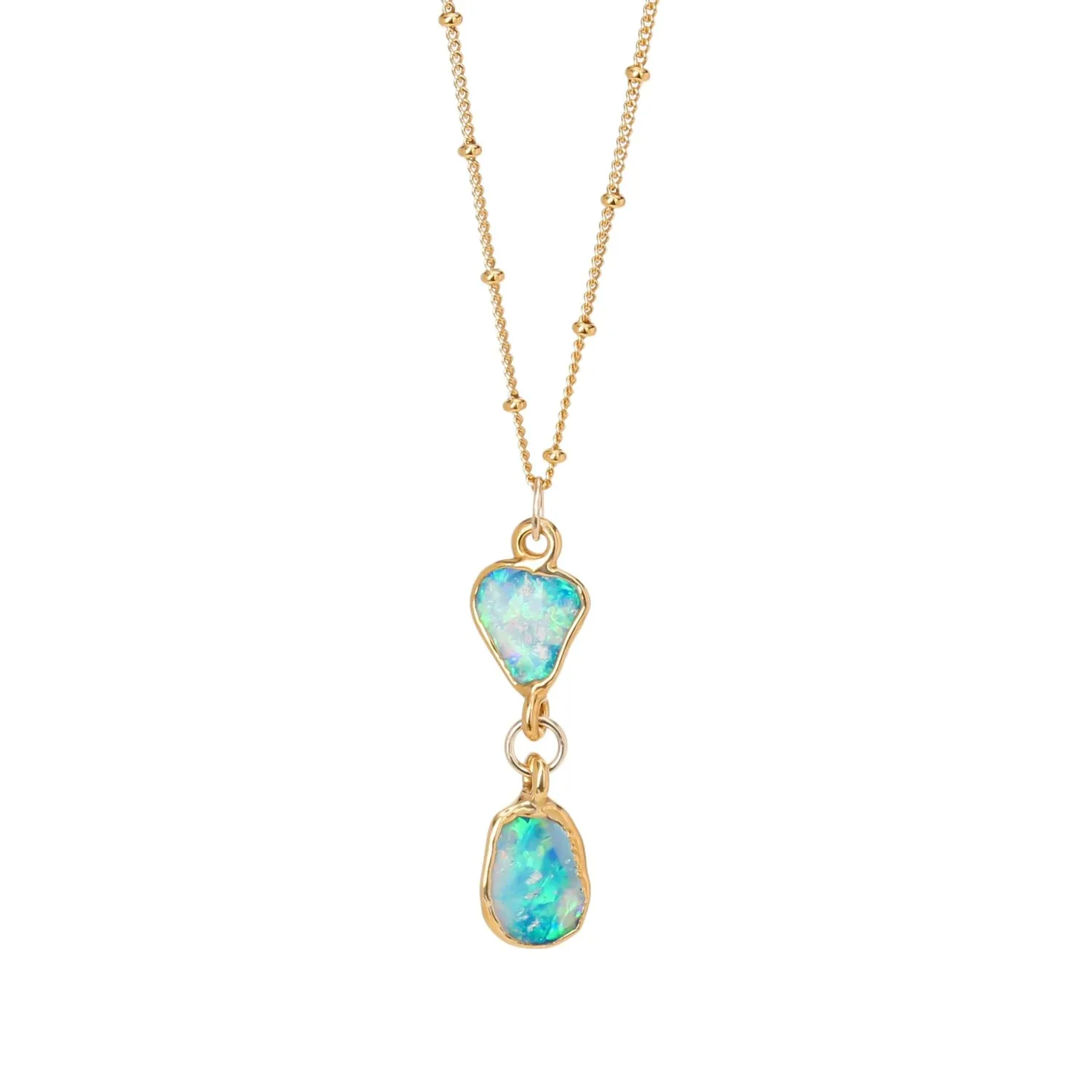 Double Drop Raw Opal Necklace