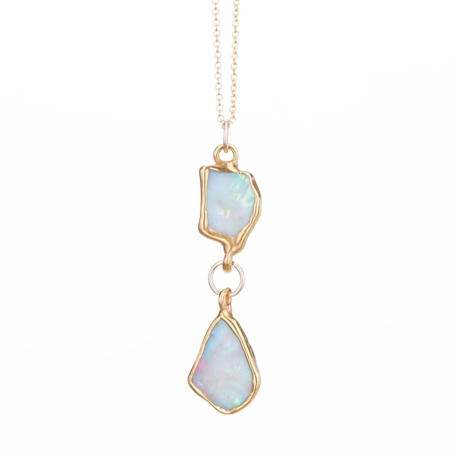 Double Drop Raw Opal Necklace