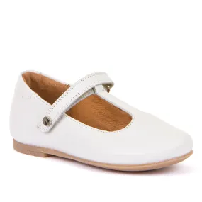 Dressy Leather T-Bar Ballerina - White