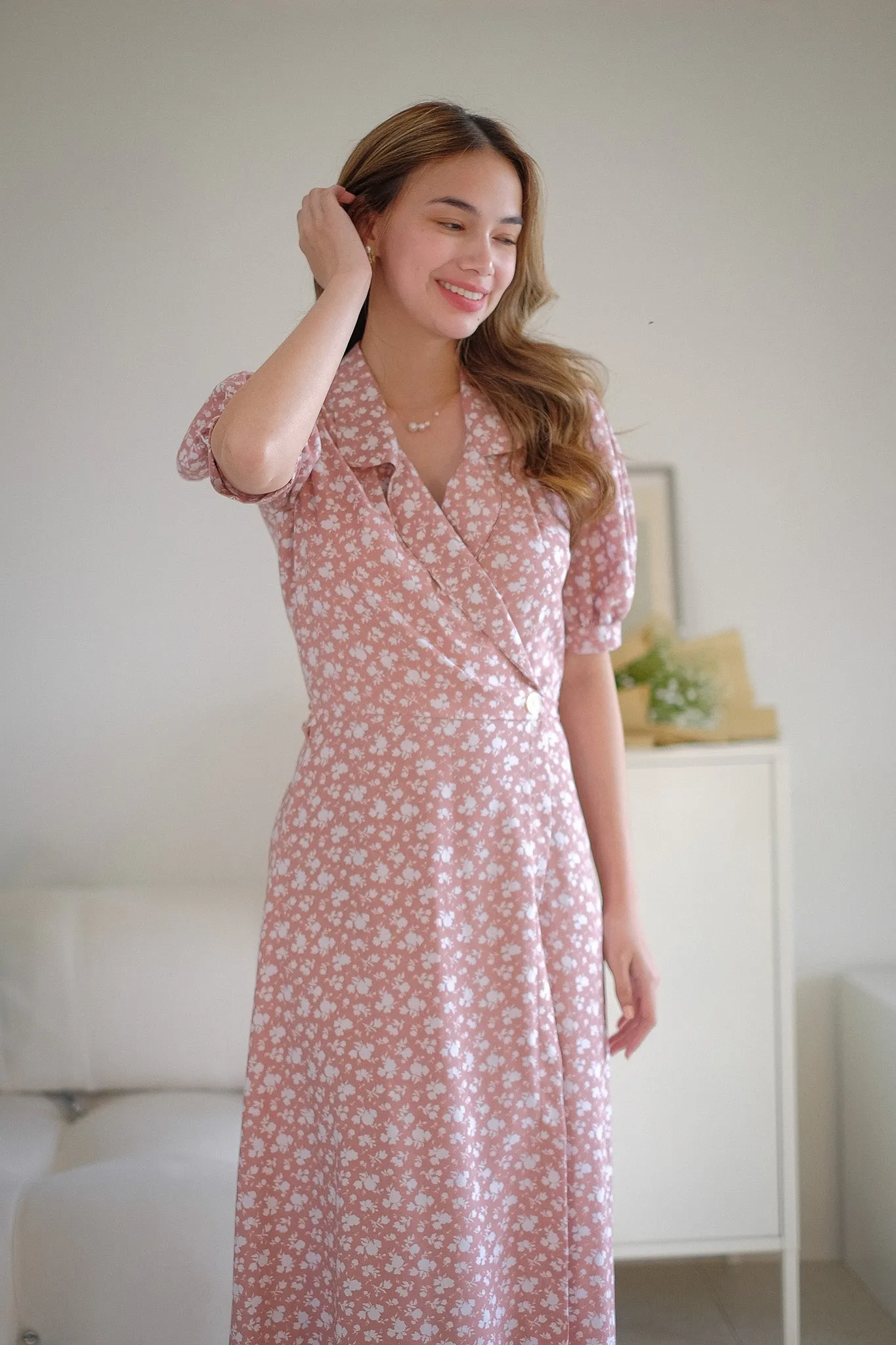 Drew wrap dress - blush floral