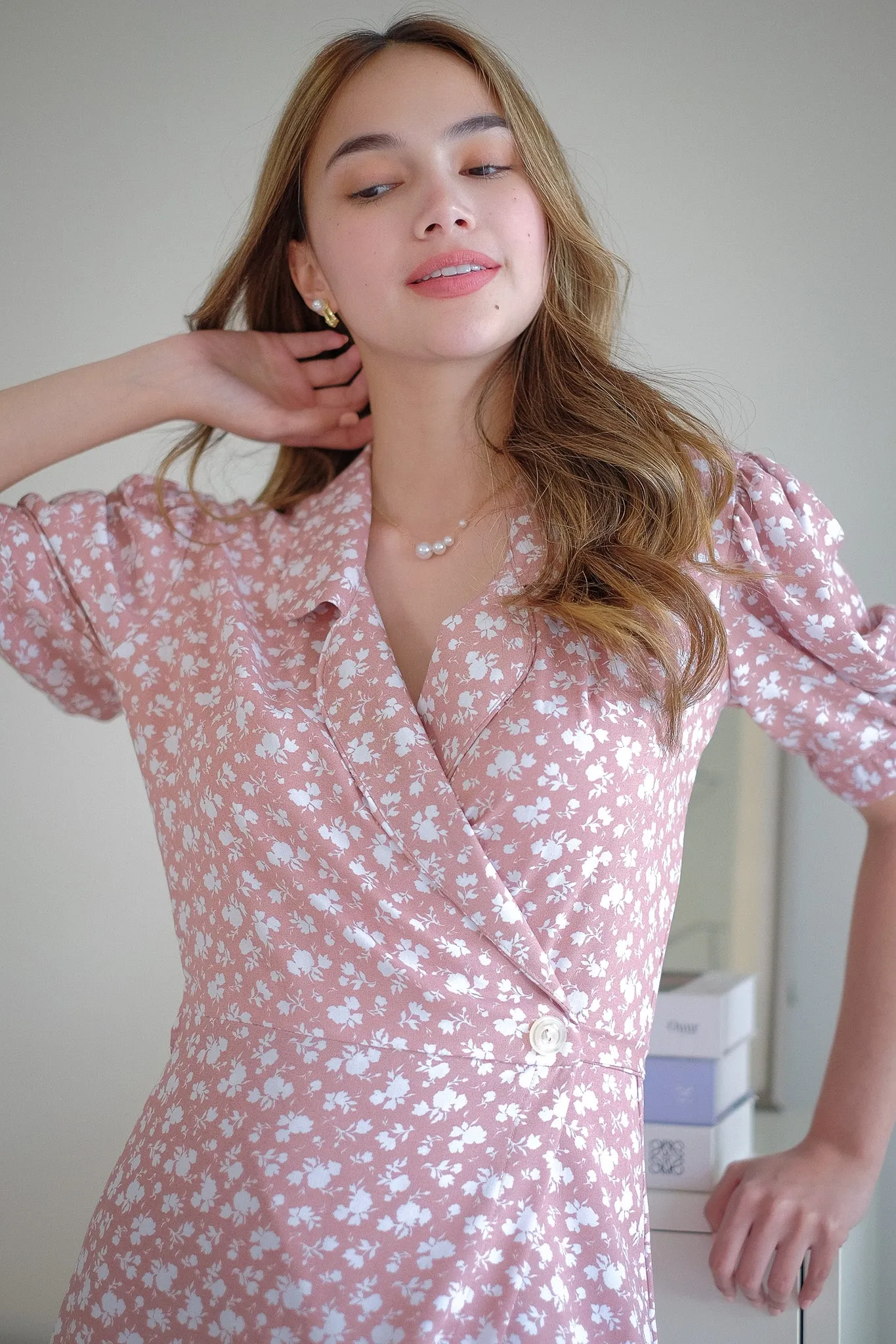 Drew wrap dress - blush floral