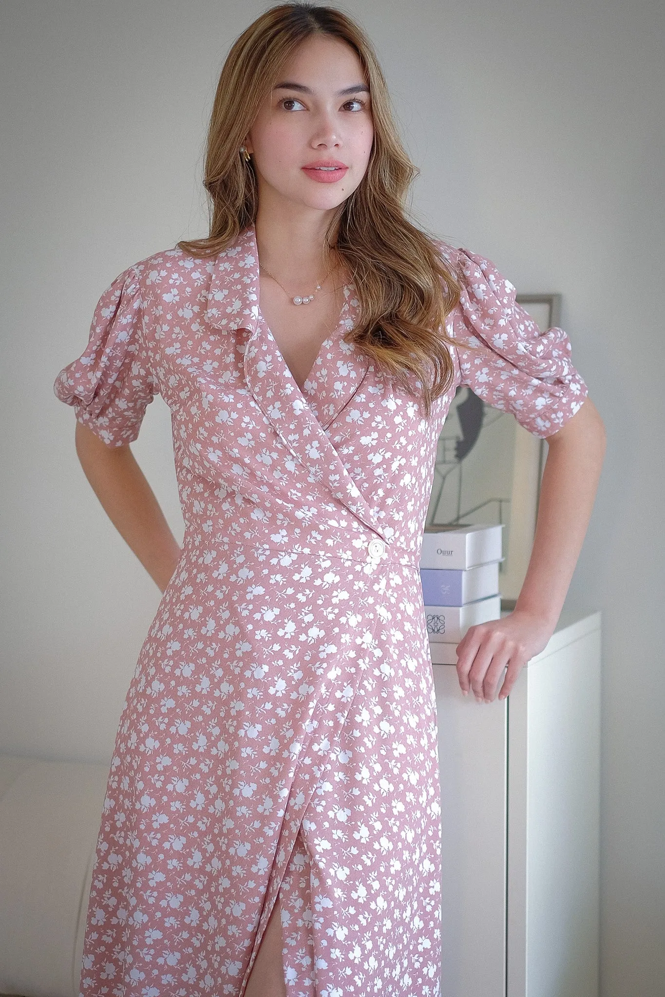 Drew wrap dress - blush floral