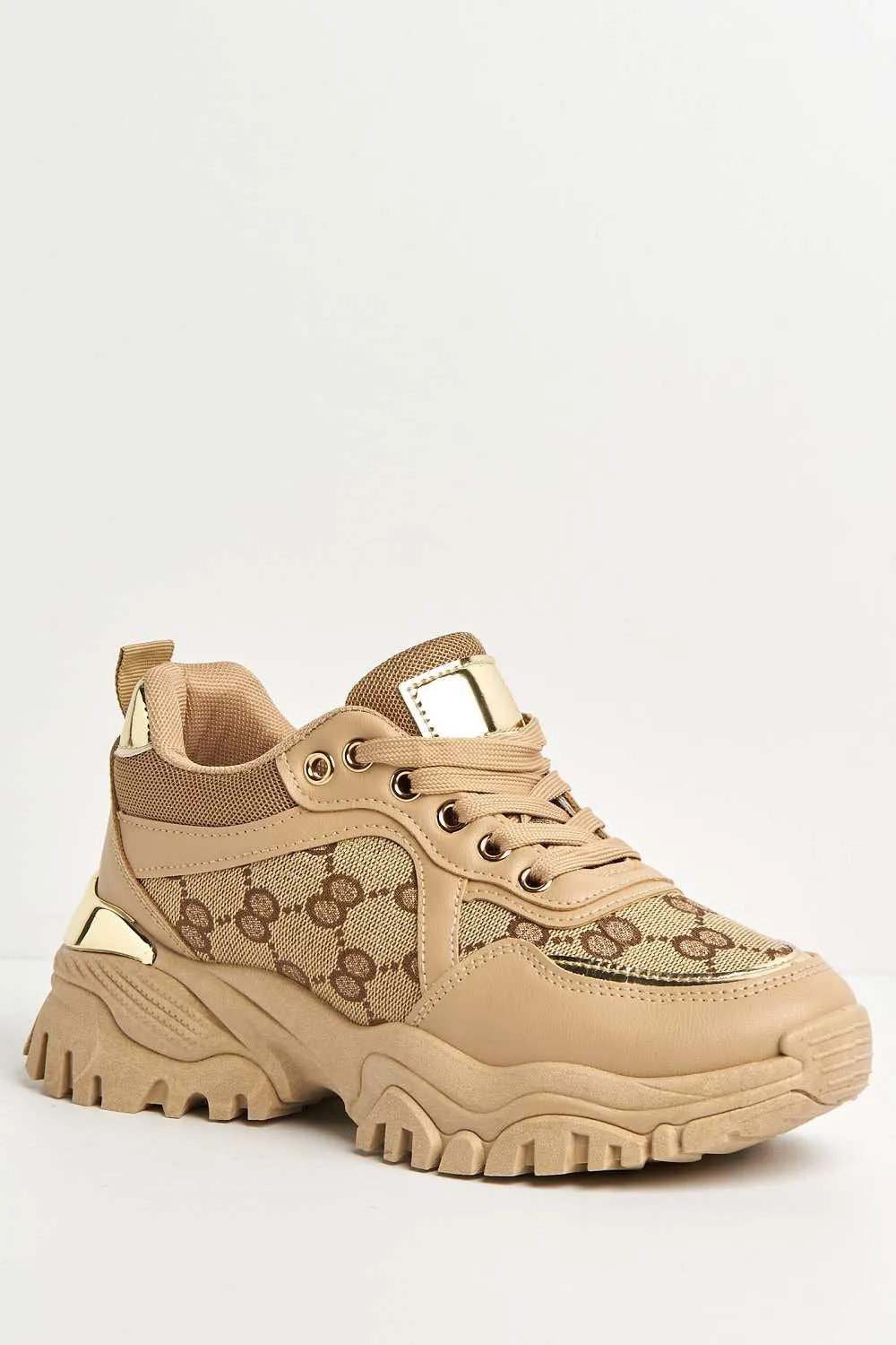 Elle Chunky Sole Logo Trainer in Khaki