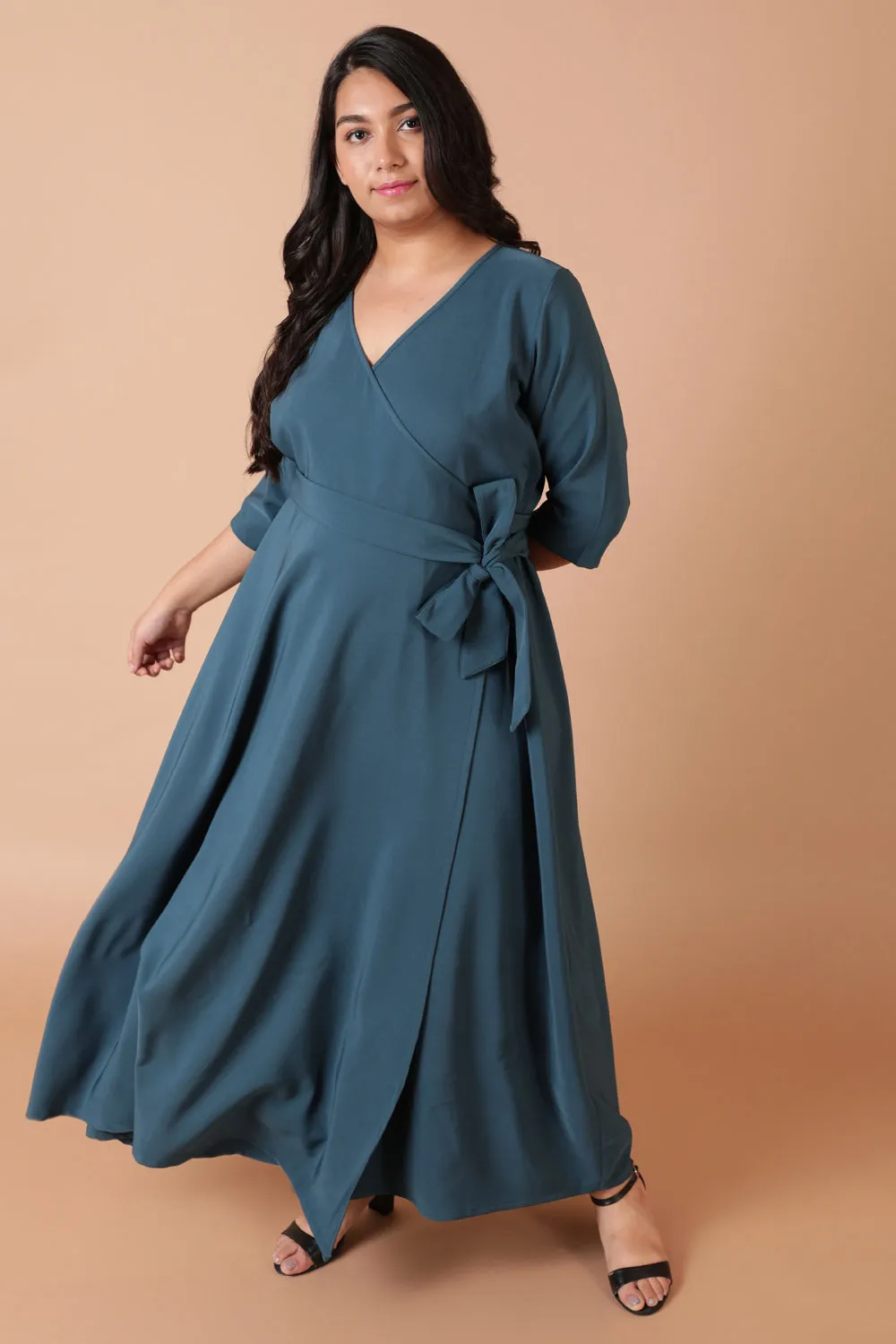 Emerald Cocktail True Wrap Maxi Dress