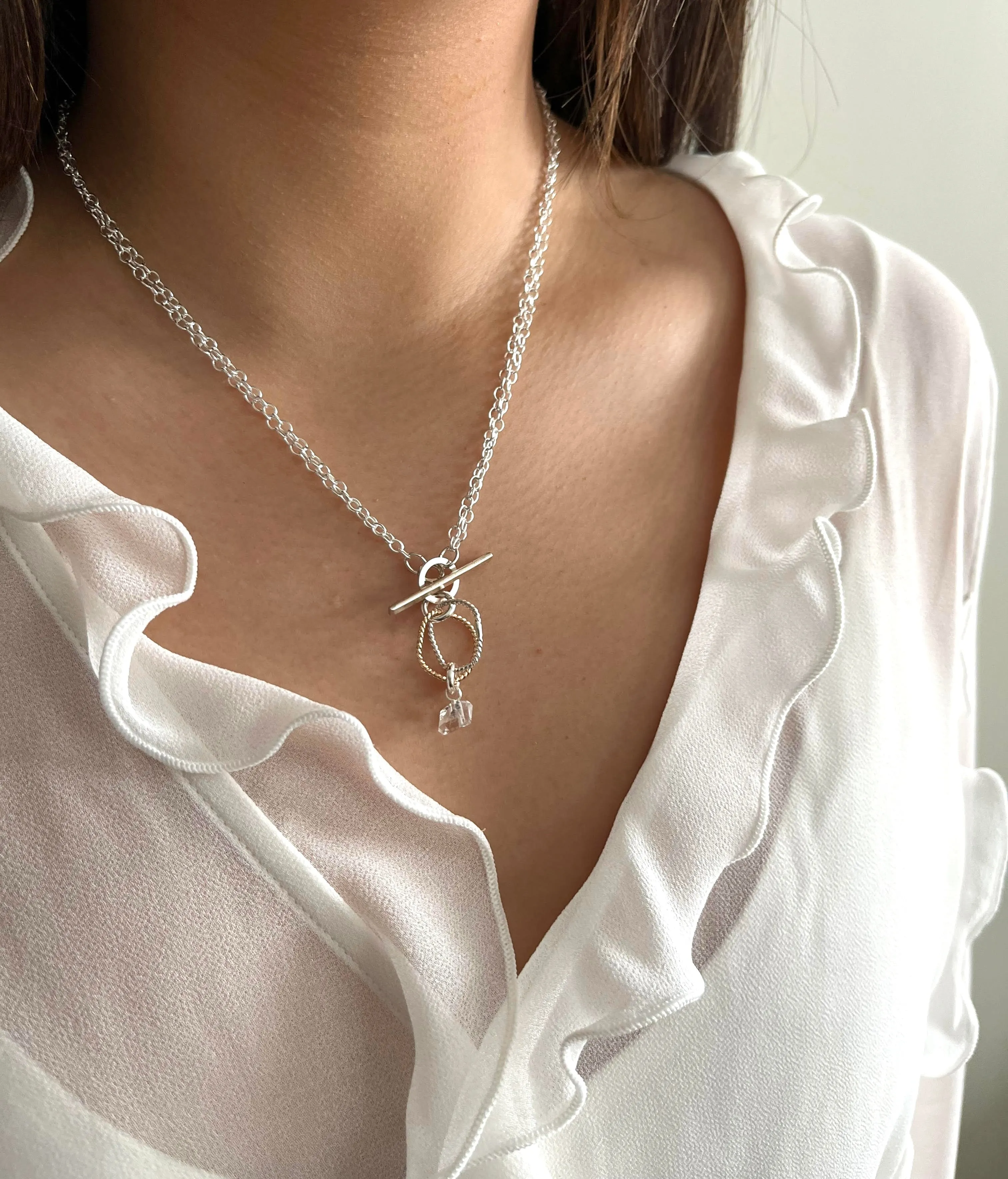 Entwined Collection:  Herkimer Diamond Cage Necklace