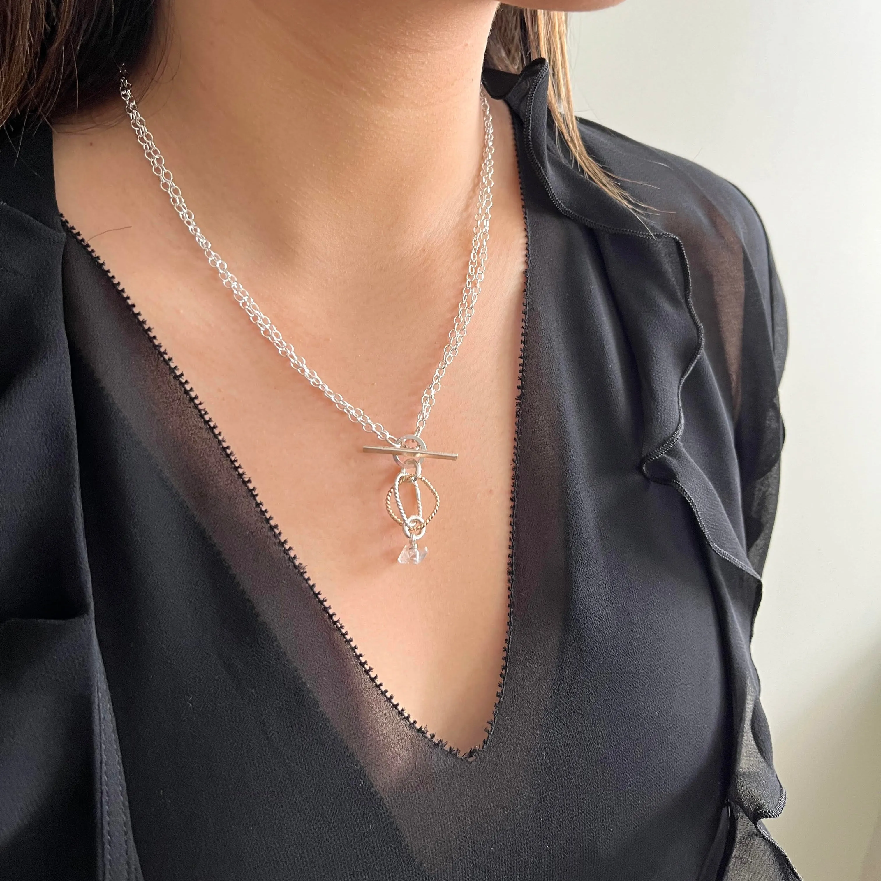 Entwined Collection:  Herkimer Diamond Cage Necklace