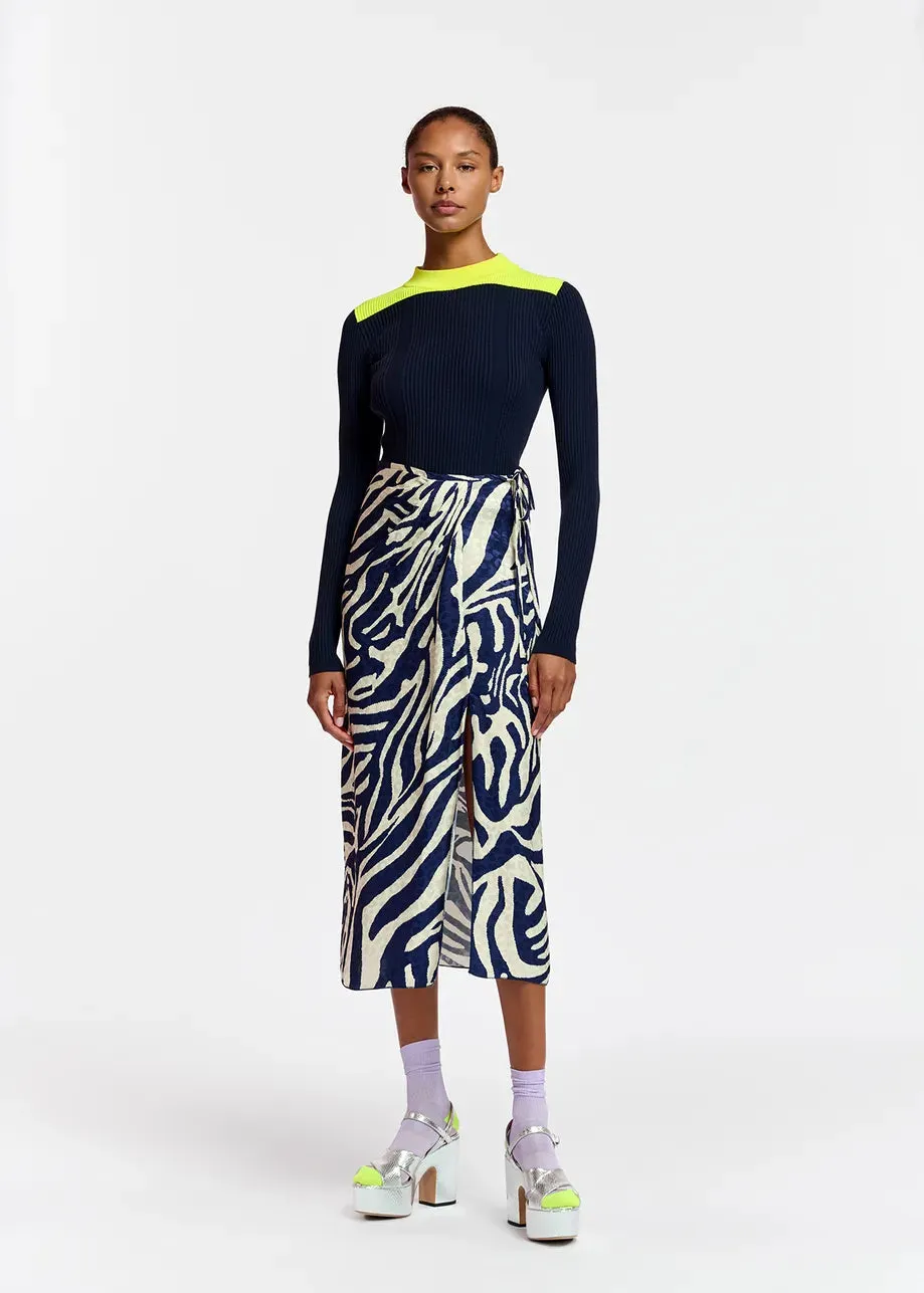 Essentiel Antwerp Flavia Dress in Navy Zebra Combo