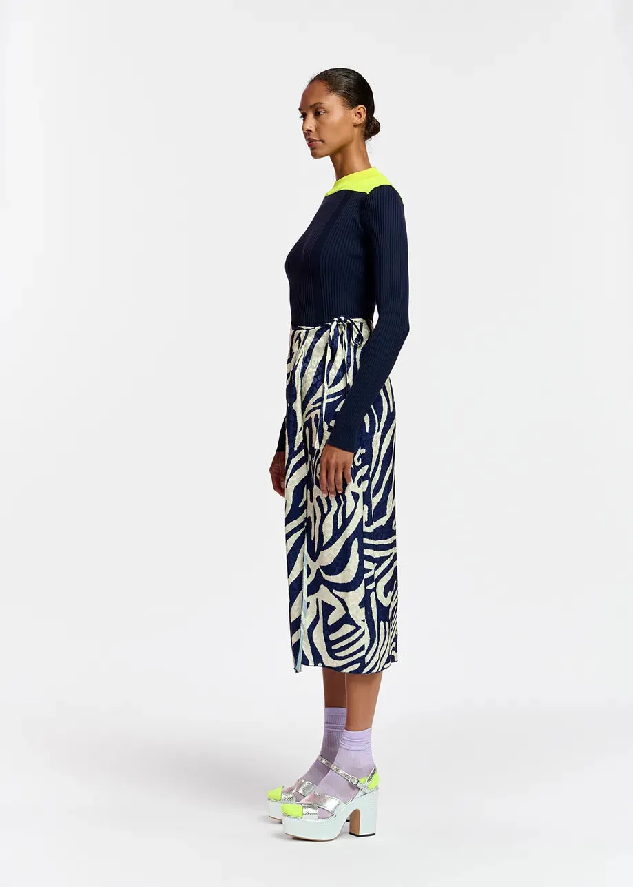 Essentiel Antwerp Flavia Dress in Navy Zebra Combo