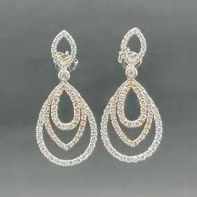 Estate 14K TT Gold 1.78ctw G-H/SI1-2 Diamond Dangle Earrings