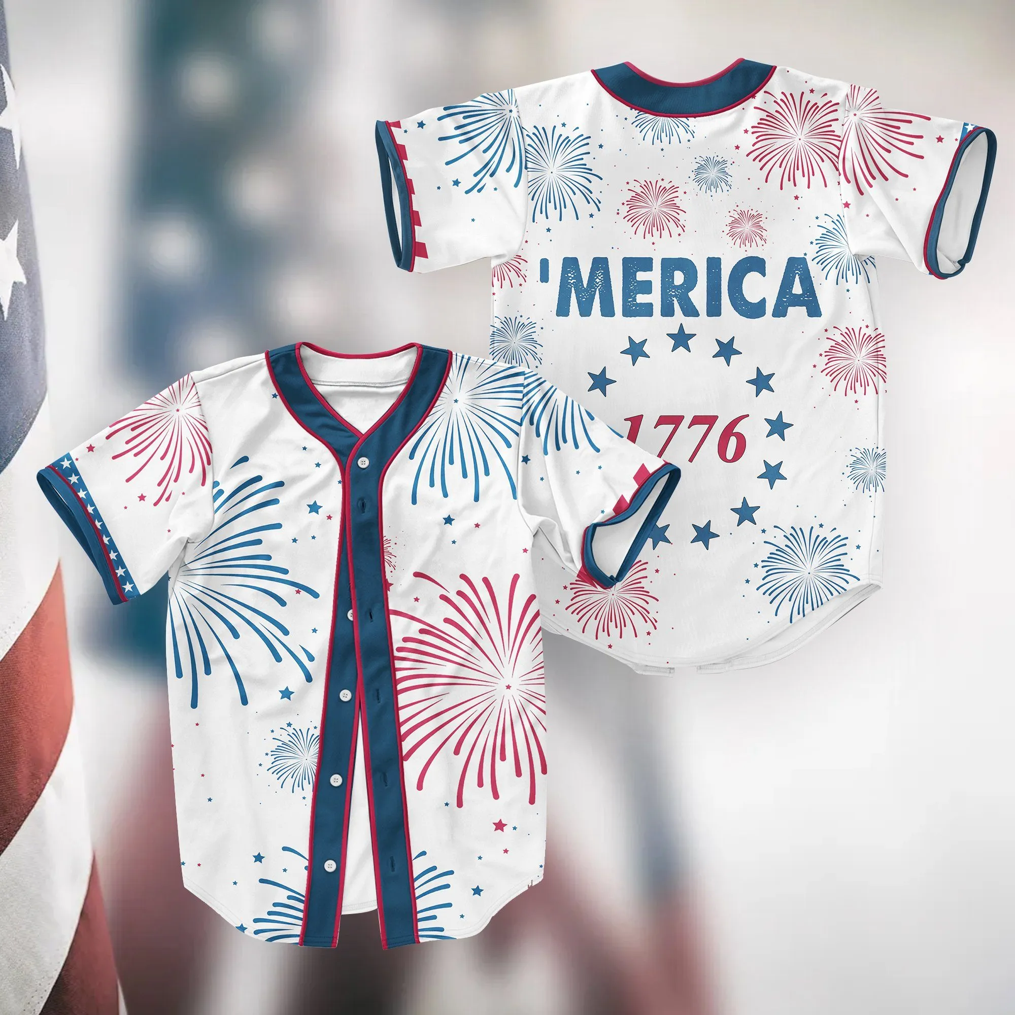 Gearhuman 3D 1776 Patriotic USA Custom Jersey Shirt