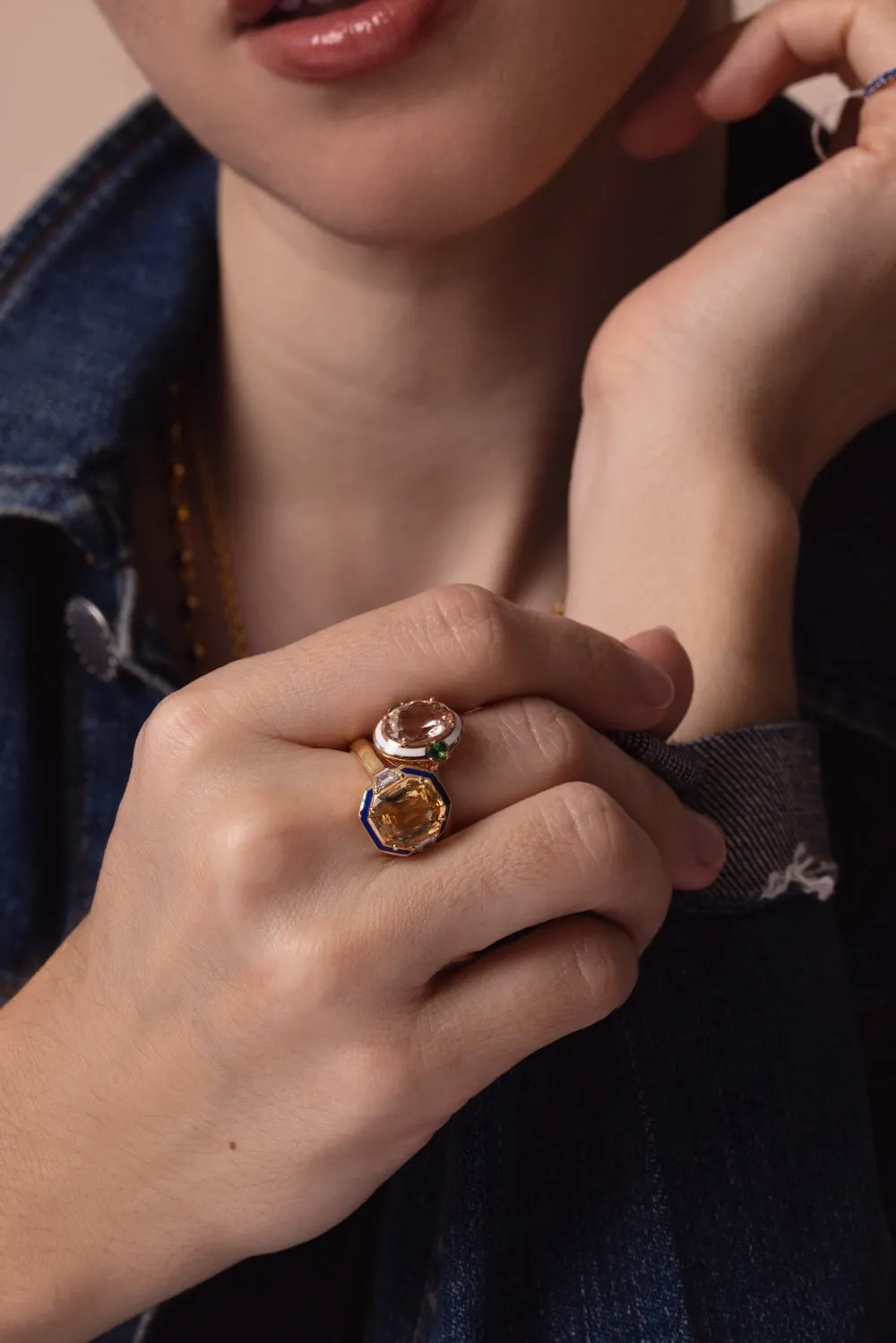 Gemma Enamel Morganite Ring