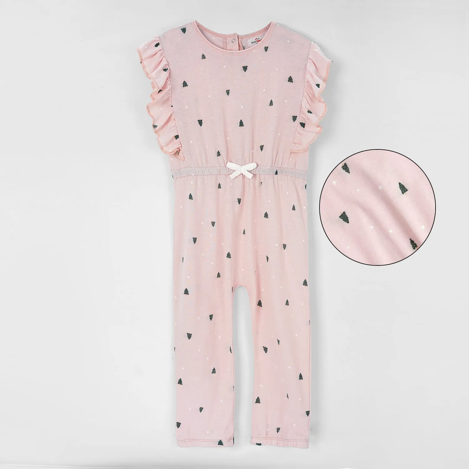 Girls Fashion All Over Printed Soft Cotton Frill Jumpsuit