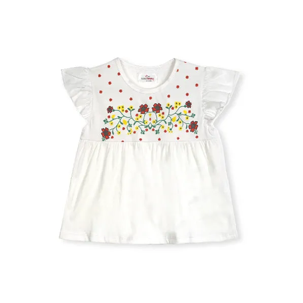 Girls Soft Cotton Graphic White Frock