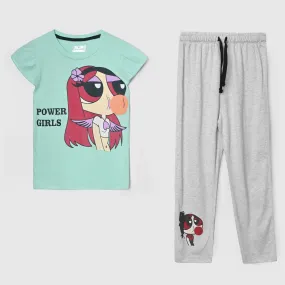 Girls soft Cotton Power Girl Printed Suit