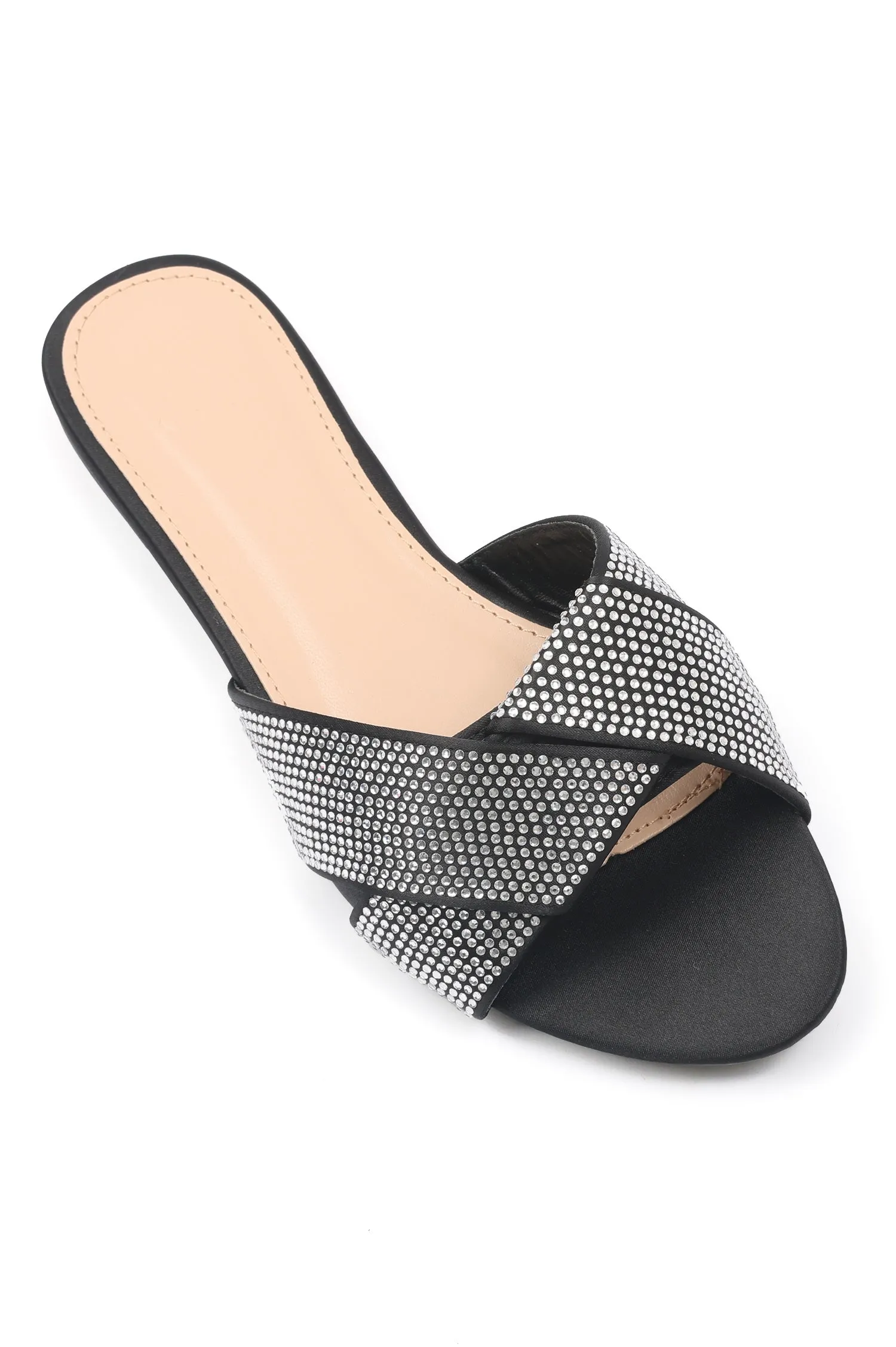 GLAMOUR AMETHYST CRYSTAL SLIDES-BLACK