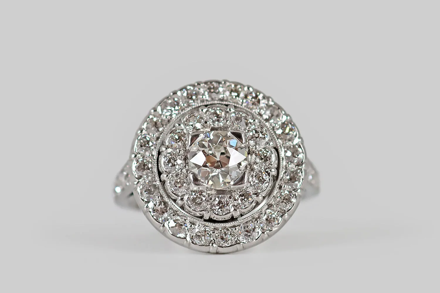 Glittery Art Deco Old Cut Diamond Target Ring