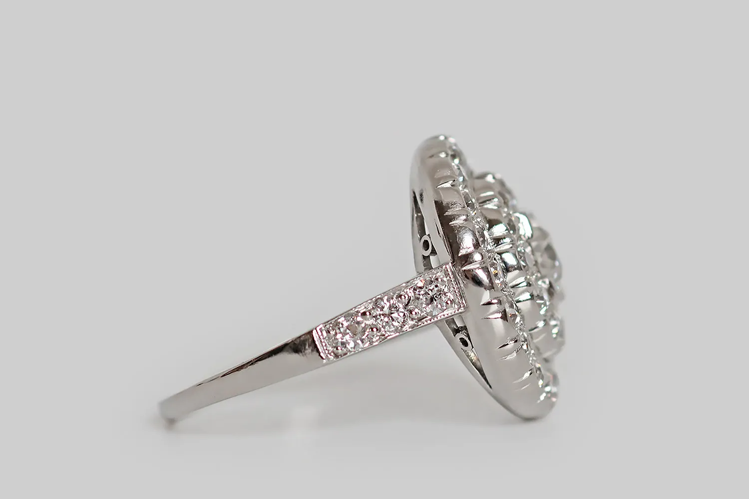 Glittery Art Deco Old Cut Diamond Target Ring