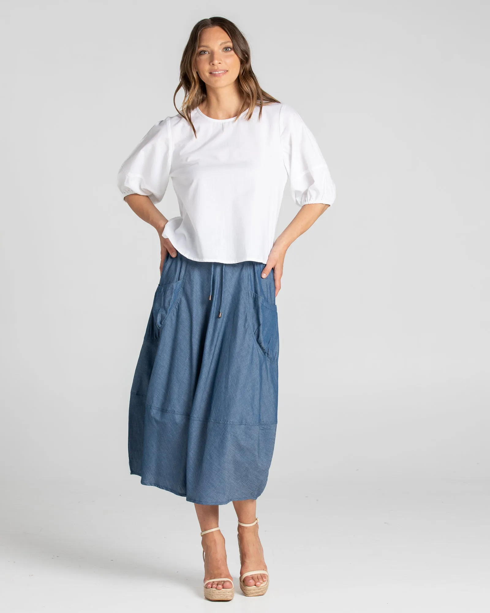 Guru Skirt - Blue Chambray