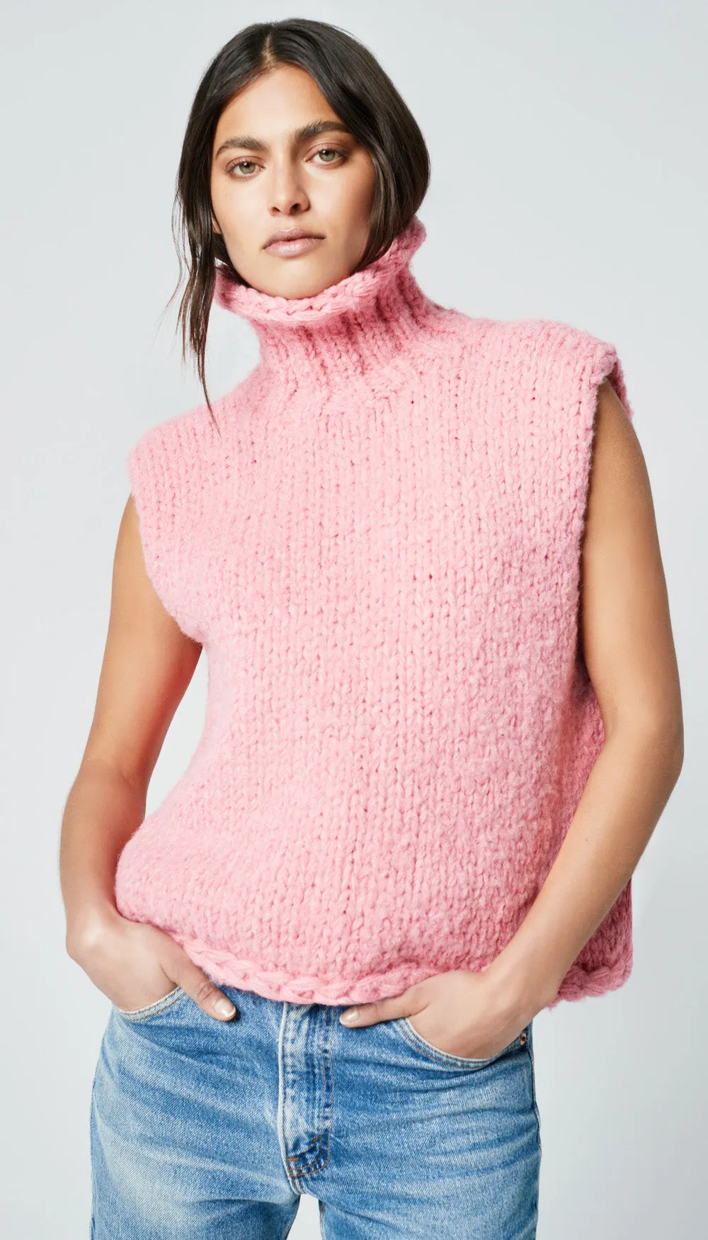 Handknit Sleeveless Turtleneck