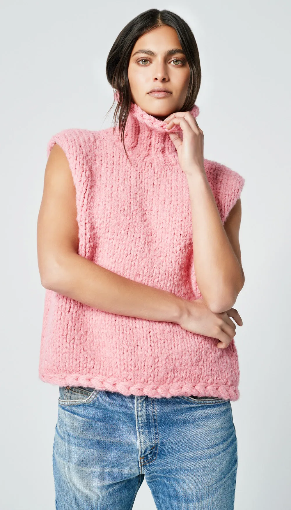 Handknit Sleeveless Turtleneck