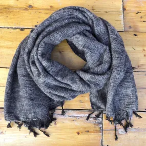 Handmade Nepalese 'Yak Wool' Shawl Charcoal Grey Mix Oversized Scarf / Yoga Blanket