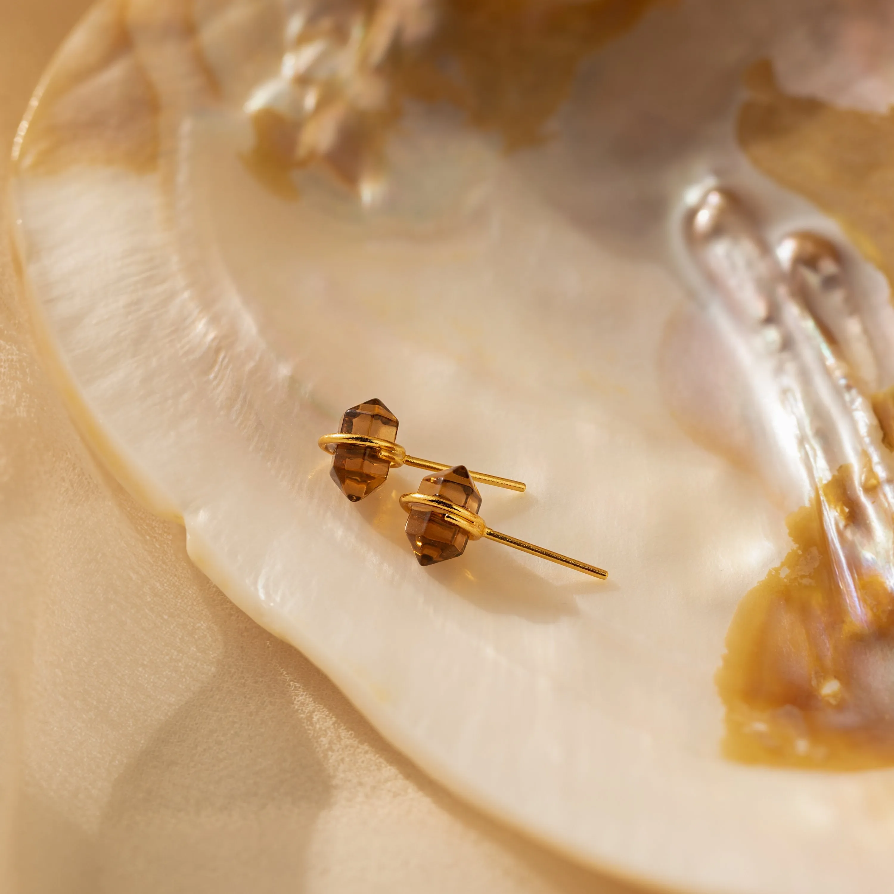 Herkimer Smoky Quartz Studs