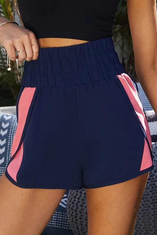 High Waisted Comfy Shorts w/Contrast Detail