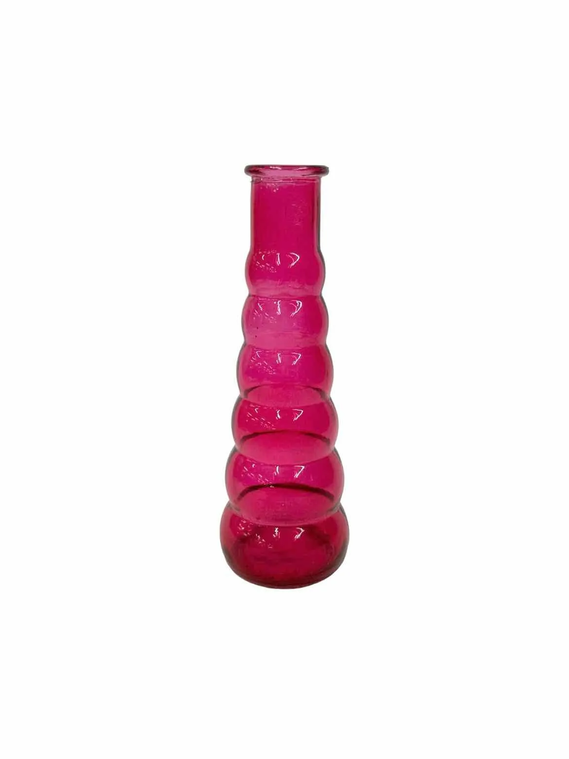 HOT PINK Glass BUBBLED Vase