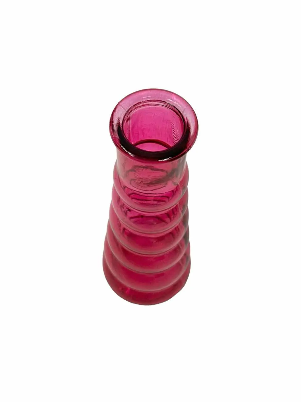 HOT PINK Glass BUBBLED Vase