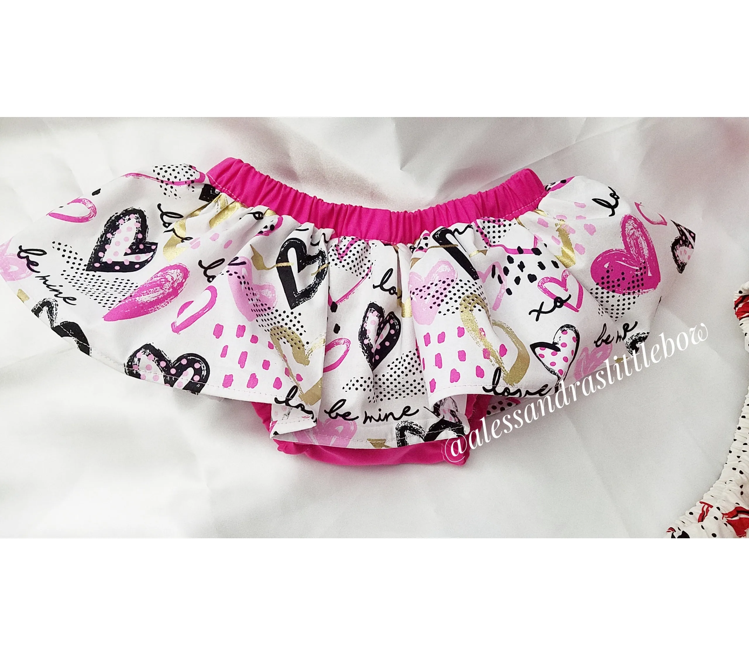 Hot Pink, Gold and Black hearts Skirted Bloomers