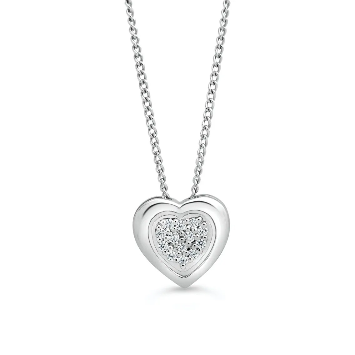 Icicles 10k Gold Bezelled Diamond Heart Necklace