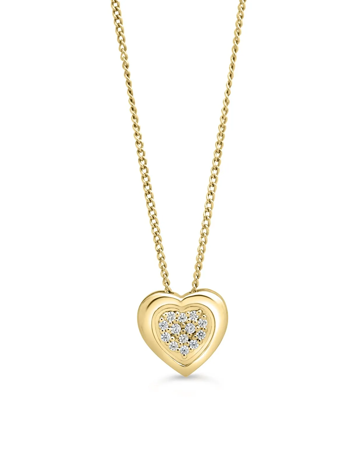 Icicles 10k Gold Bezelled Diamond Heart Necklace