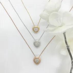 Icicles 10k Gold Bezelled Diamond Heart Necklace