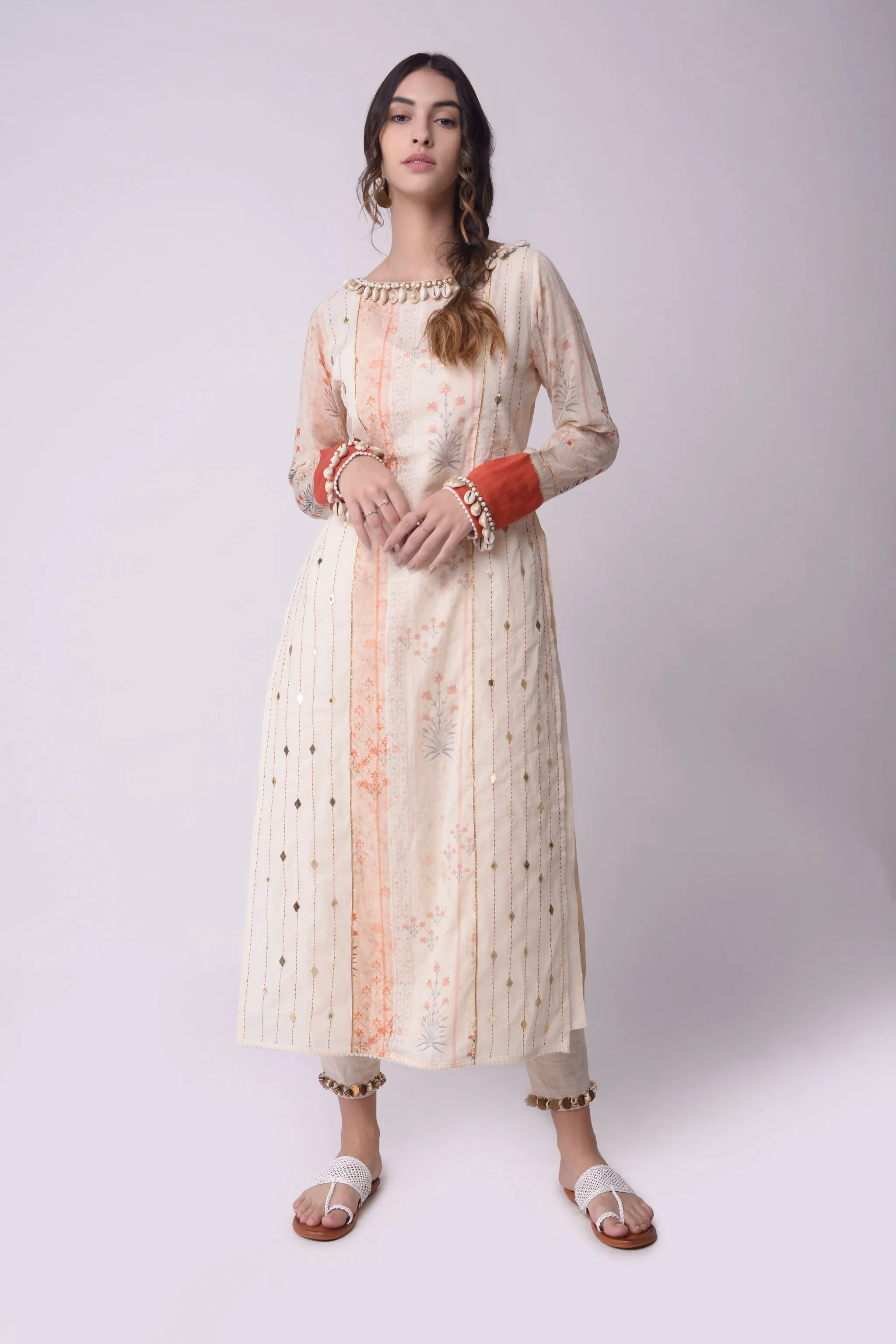 Ivory straight kurta set