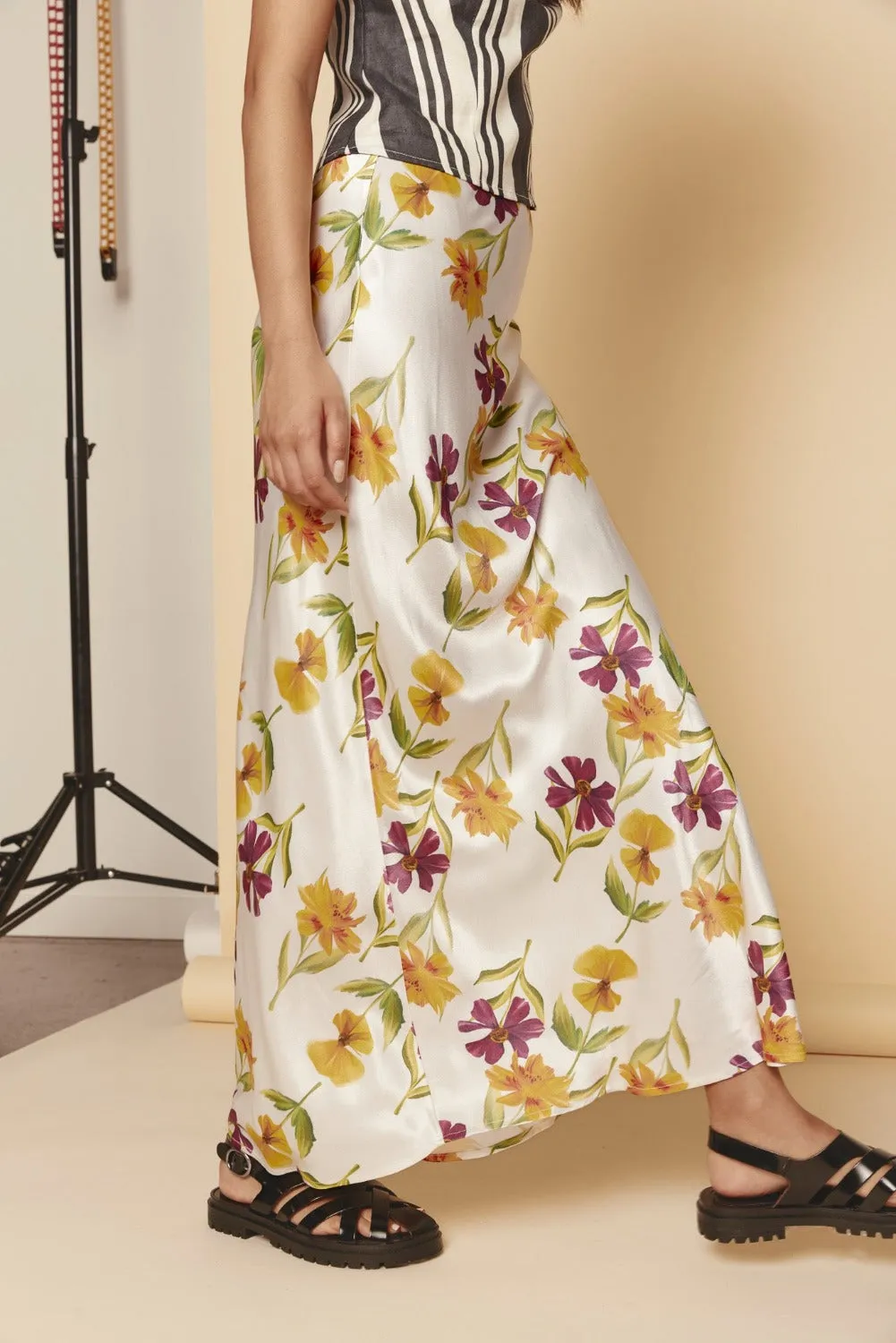 Kiara Bias Cut Maxi Skirt Flora