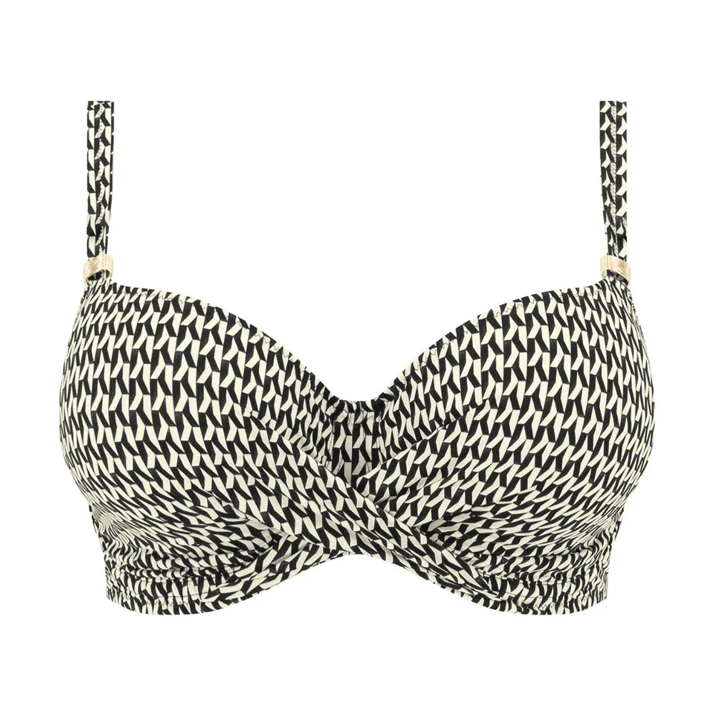 Koh Lipe Black & Cream Underwired Full Cup Bikini Top