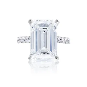 Lark 13 Carat Emerald Cut Lab Grown Diamond Engagement Ring, in 18k White Gold IGI Certified.