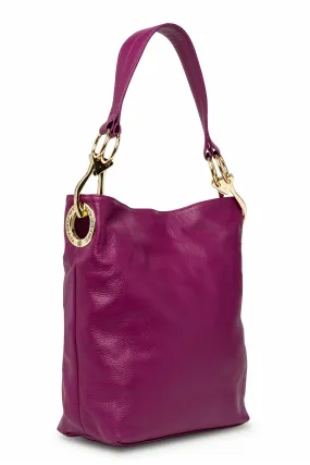 Leather Bucket Bag Plum