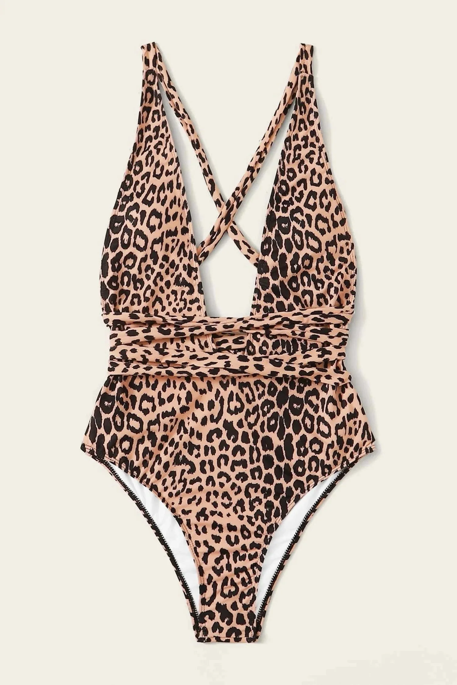 Leopard Print Plunge One Piece Swimsuit