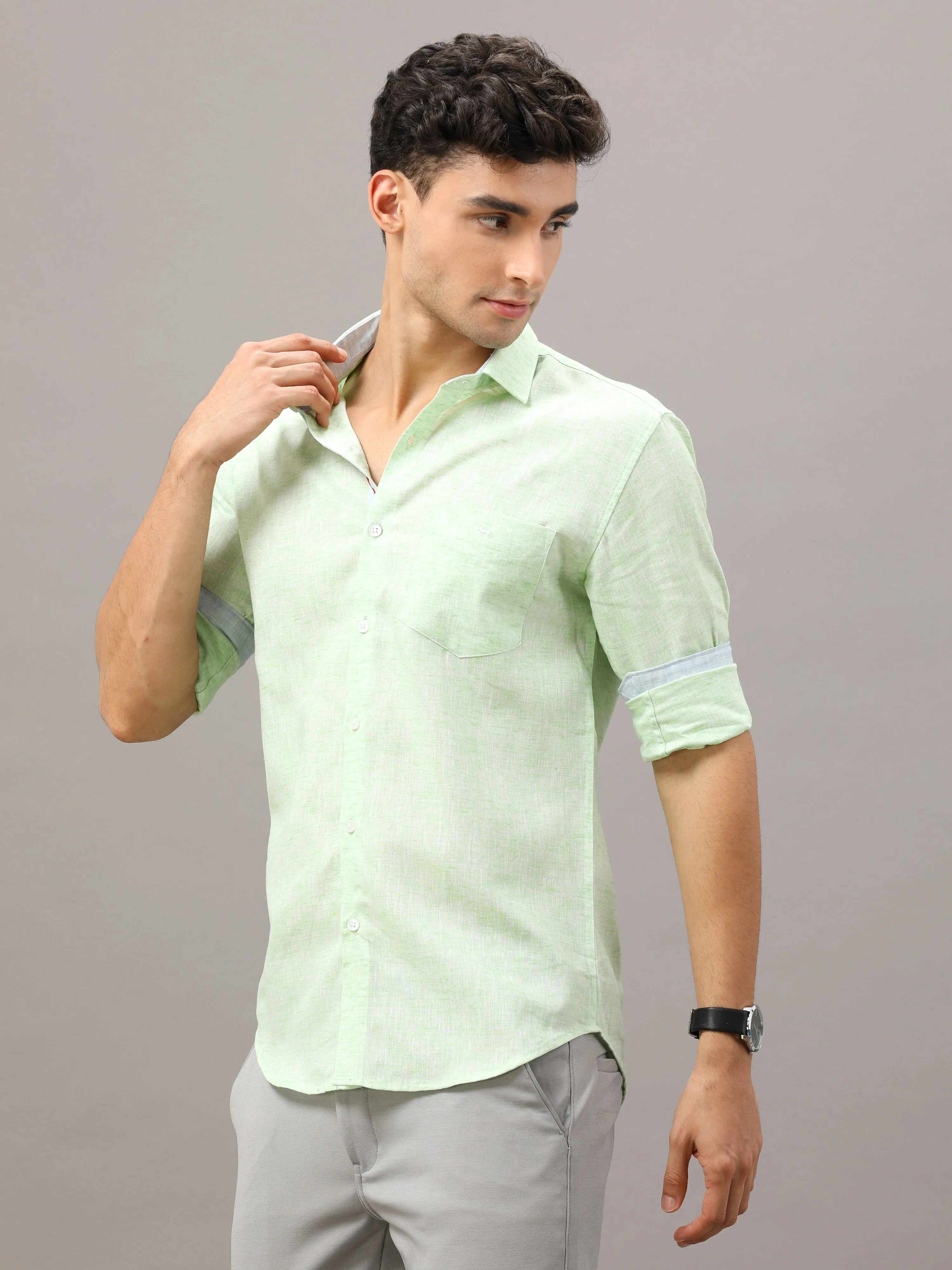 Light Green Fit Linen Shirt