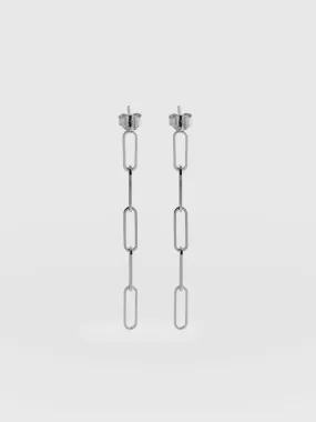 Link Chain Drop Earrings - Silver