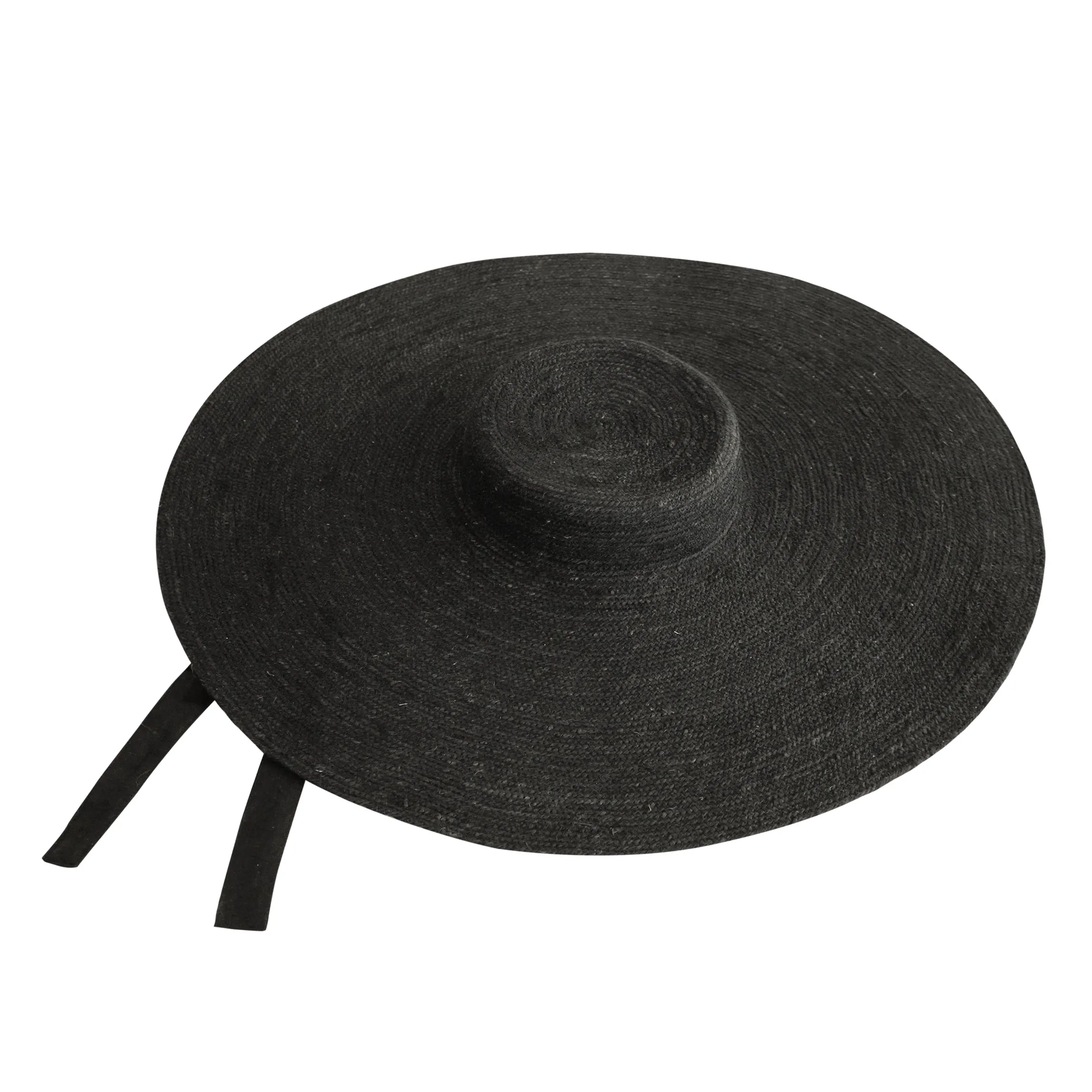 Lola Wide Brim Jute Straw Hat, in Black